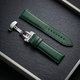 20mm | 22mm | 24mm Dark Green (Half - Padded) Leather Watch Strap with Butterfly Clasp