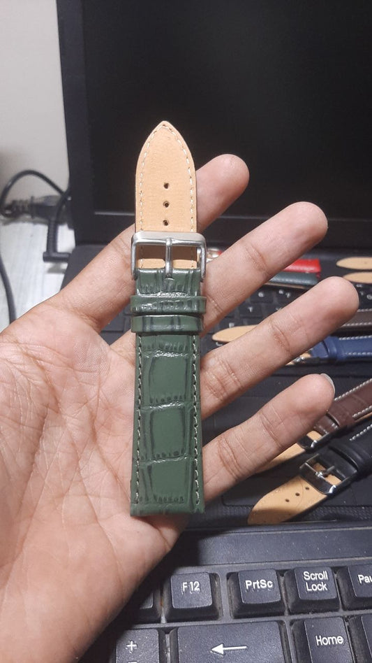 Forest Green -Croc ( Padded)| 22mm