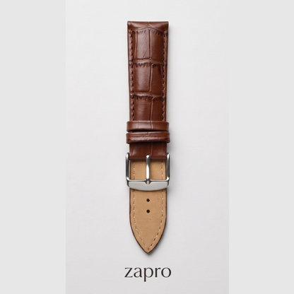 22mm Brown & Maroon Croc (Padded) Leather Watch Strap