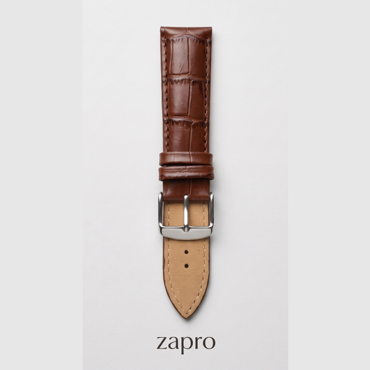 22mm Brown & Maroon Croc (Padded) Leather Watch Strap