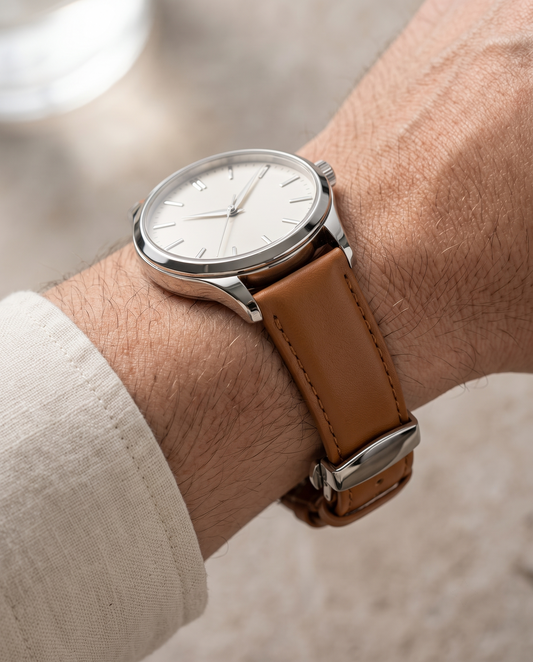 18mm | 20mm Windsor Tan Leather Watch Strap with Butterfly Clasp