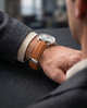 20mm | 22mm | 24mm Windsor Tan 2 (Half - Padded) Leather Watch Strap with Butterfly Clasp