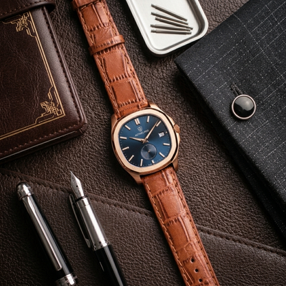 20mm | 22 mm | 24 mm Hazel Tan Alligator Embossed ( Padded) Leather Watch Straps
