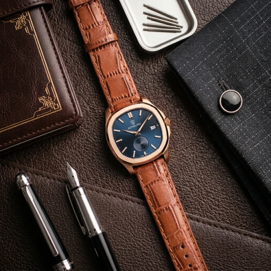 20mm | 22 mm | 24 mm Hazel Tan Alligator Embossed ( Padded) Leather Watch Straps