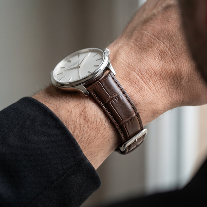 20mm | 24mm Dark Brown  Croc (Padded) Leather Watch Strap